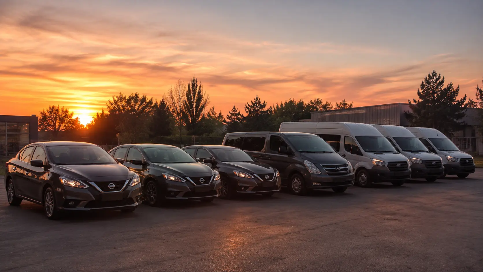Flota completa al atardecer